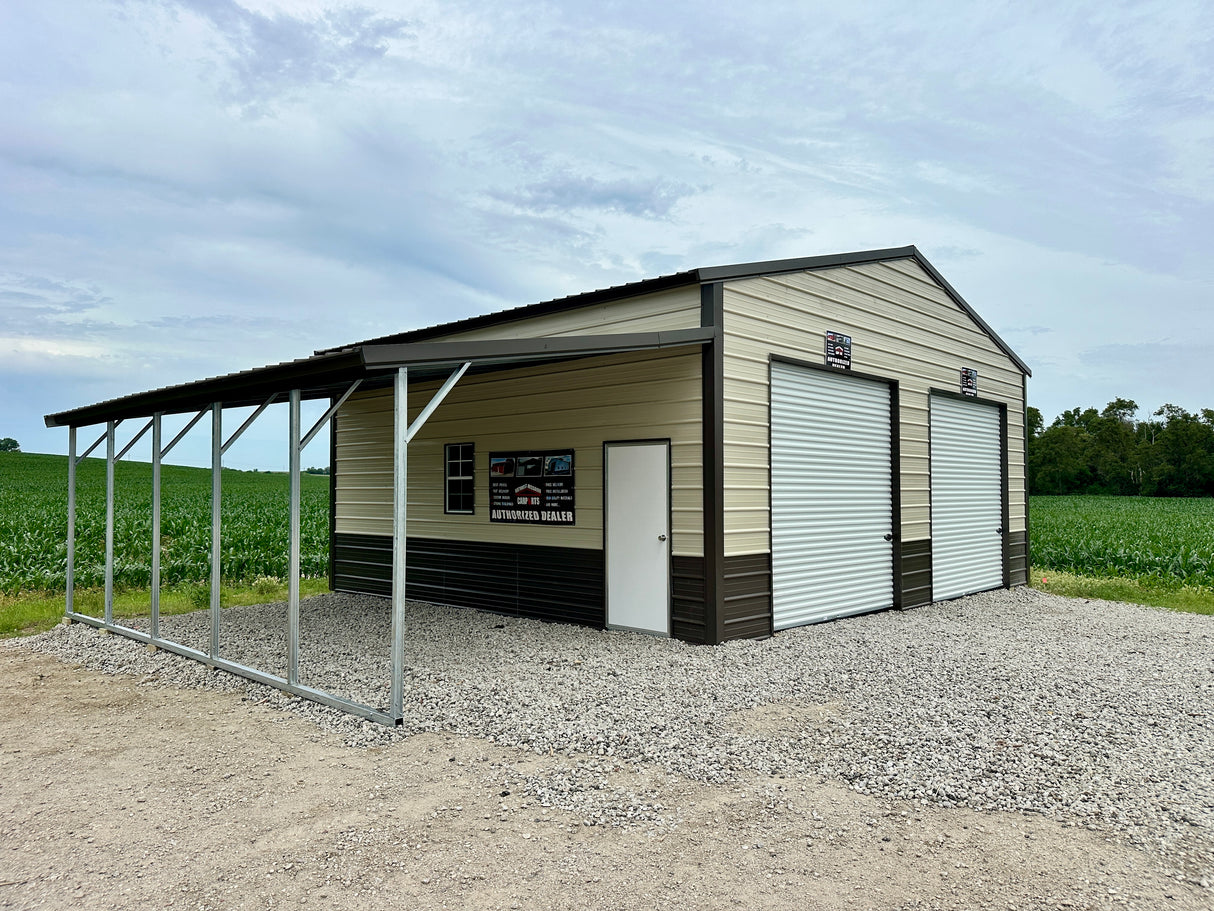 42x25x12'/10' Steel Garage w/ Lean To - Yutan, NE. | NE Sheds