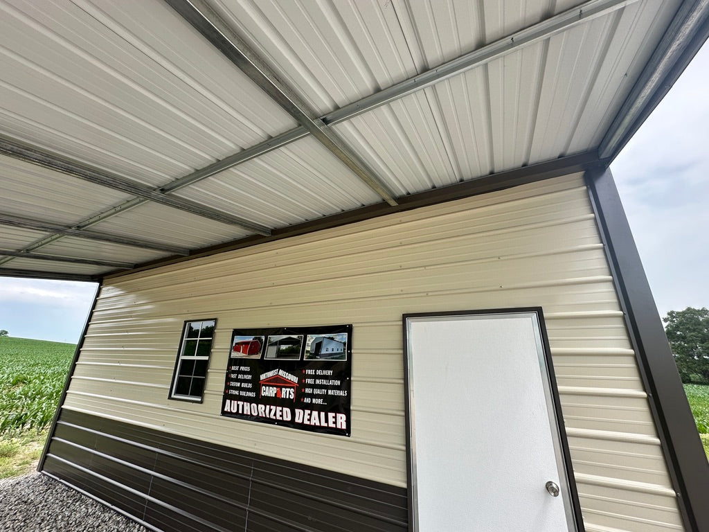 42x25x12'/10' Steel Garage w/ Lean To - Yutan, NE. | NE Sheds