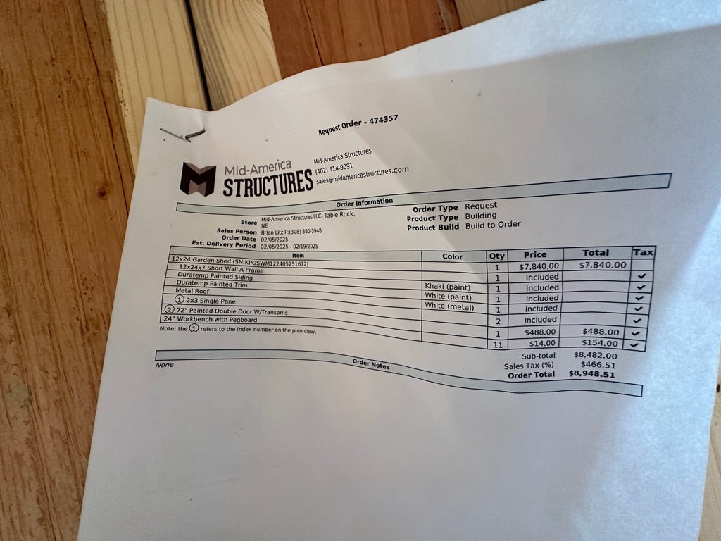 12x24 Garden Shed - Atkinson Nebraska Location | NE Sheds