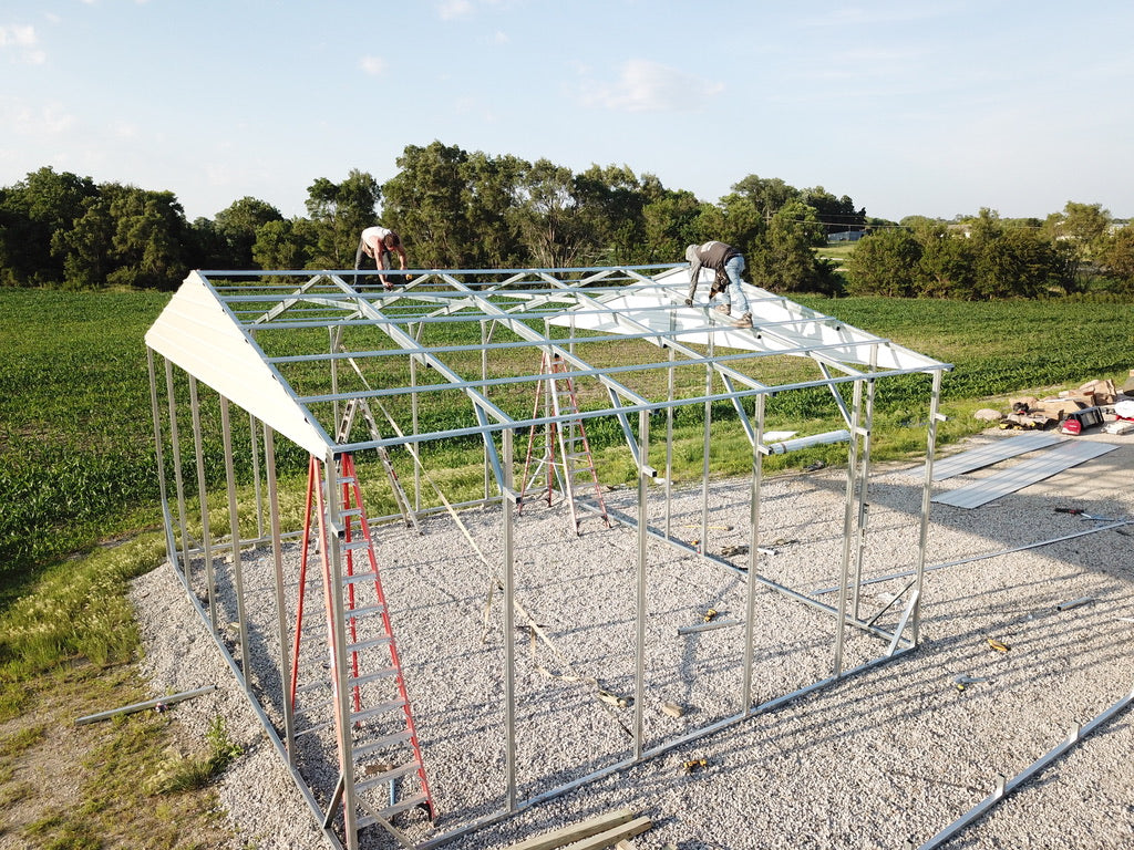 42x25x12'/10' Steel Garage w/ Lean To - Yutan, NE. | NE Sheds