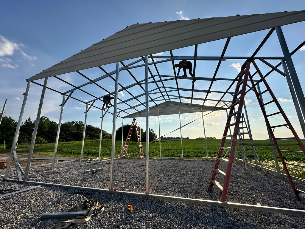42x25x12'/10' Steel Garage w/ Lean To - Yutan, NE. | NE Sheds