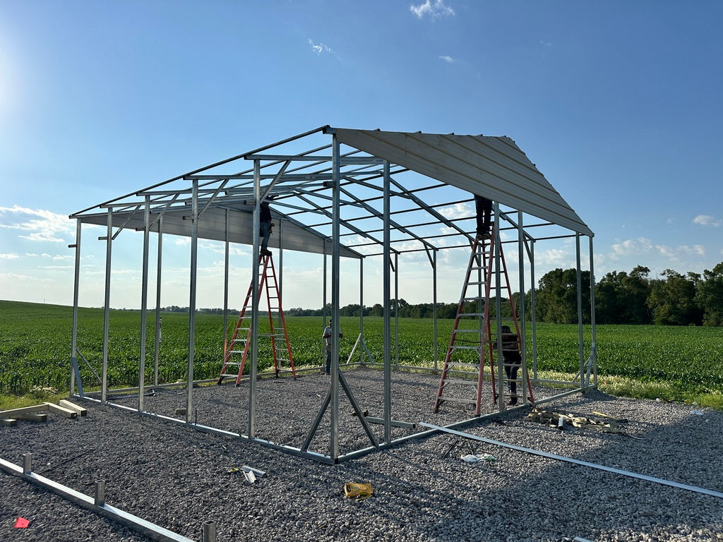 42x25x12'/10' Steel Garage w/ Lean To - Yutan, NE. | NE Sheds