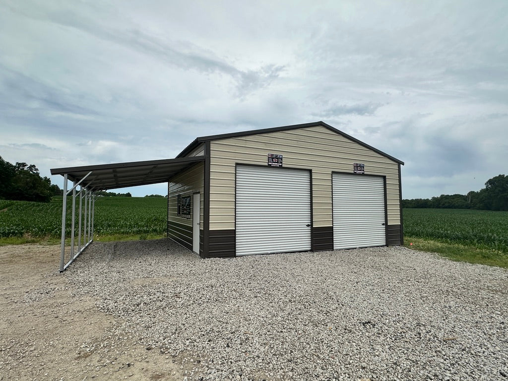 42x25x12'/10' Steel Garage w/ Lean To - Yutan, NE. | NE Sheds