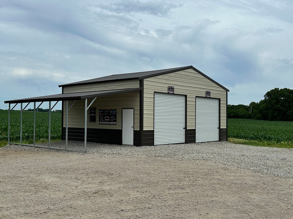 42x25x12'/10' Steel Garage w/ Lean To - Yutan, NE. | NE Sheds