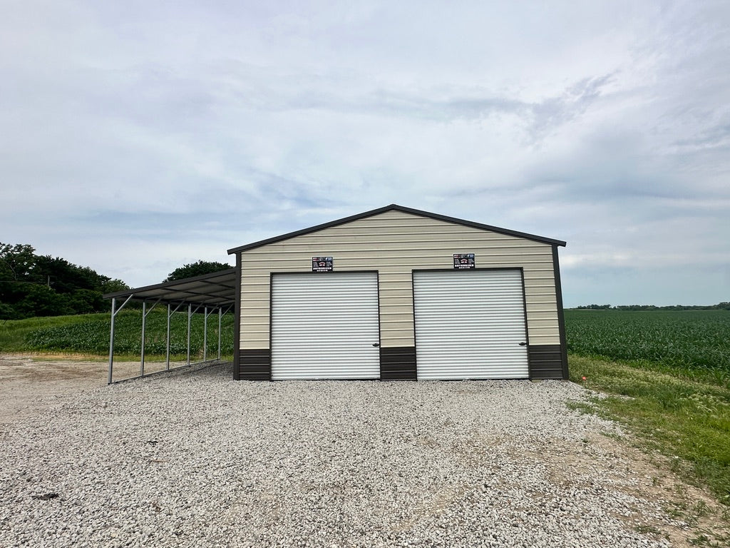 42x25x12'/10' Steel Garage w/ Lean To - Yutan, NE. | NE Sheds