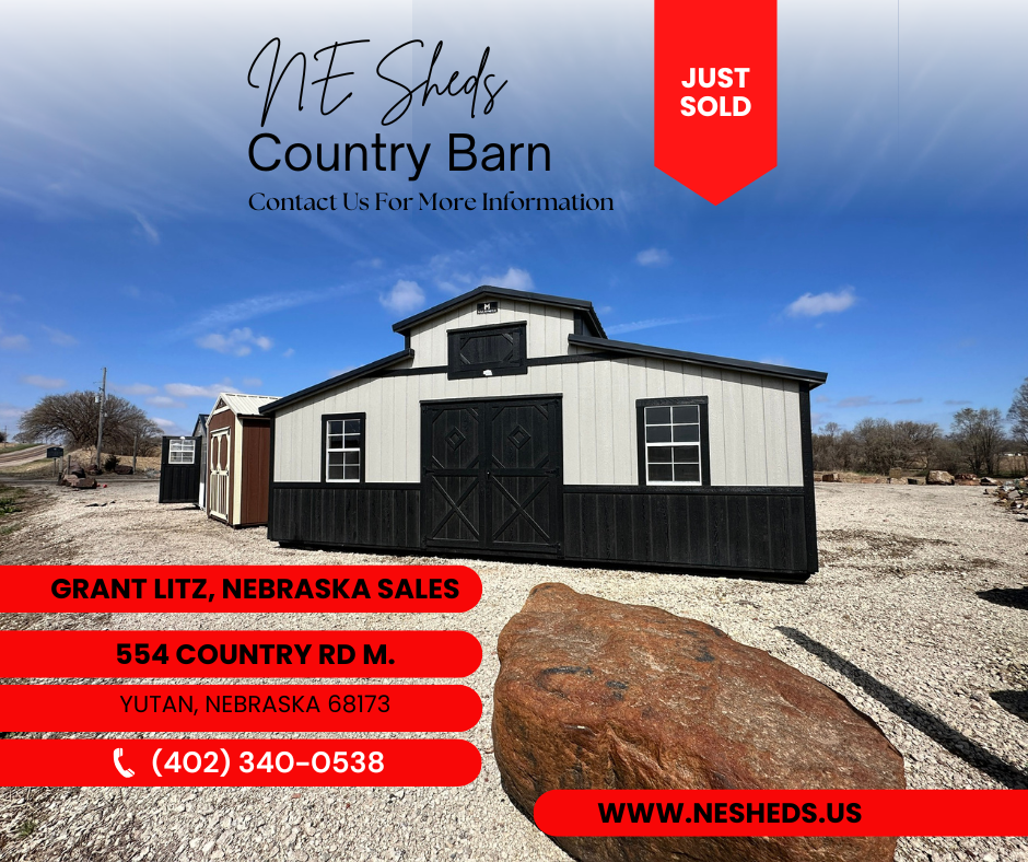 SOLD 12x24 Country Barn - Yutan Nebraska Location | NE SHEDS