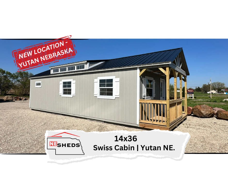 SOLD 14x36 Swiss Cabin - Yutan Nebraska Location | NE Sheds