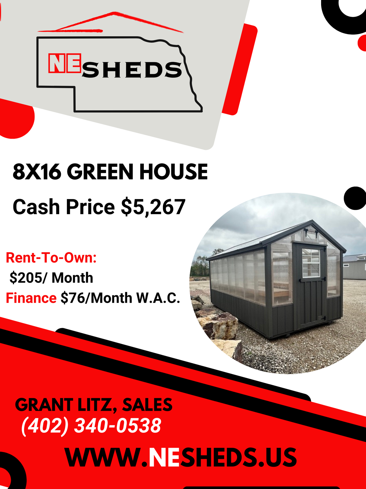 8x16 Green House - Yutan Location | NE Sheds