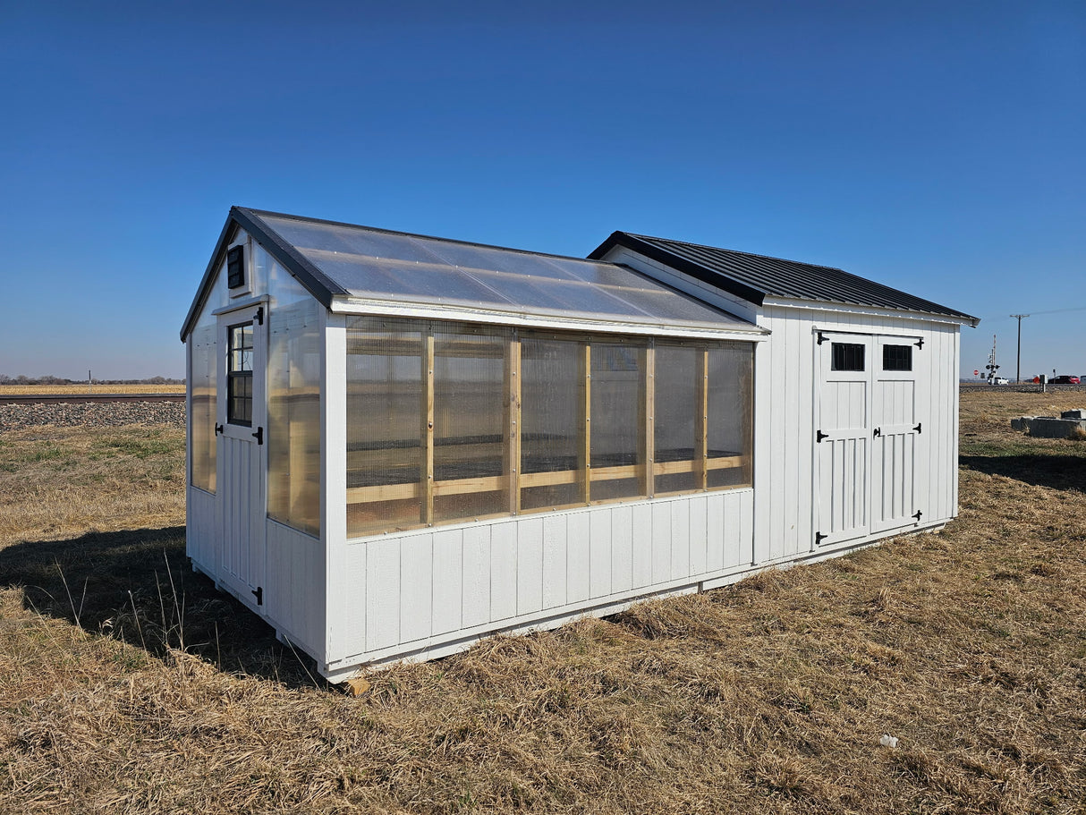 SOLD 10x22 Green House Shed Combo - Grand Island Location | NE Sheds