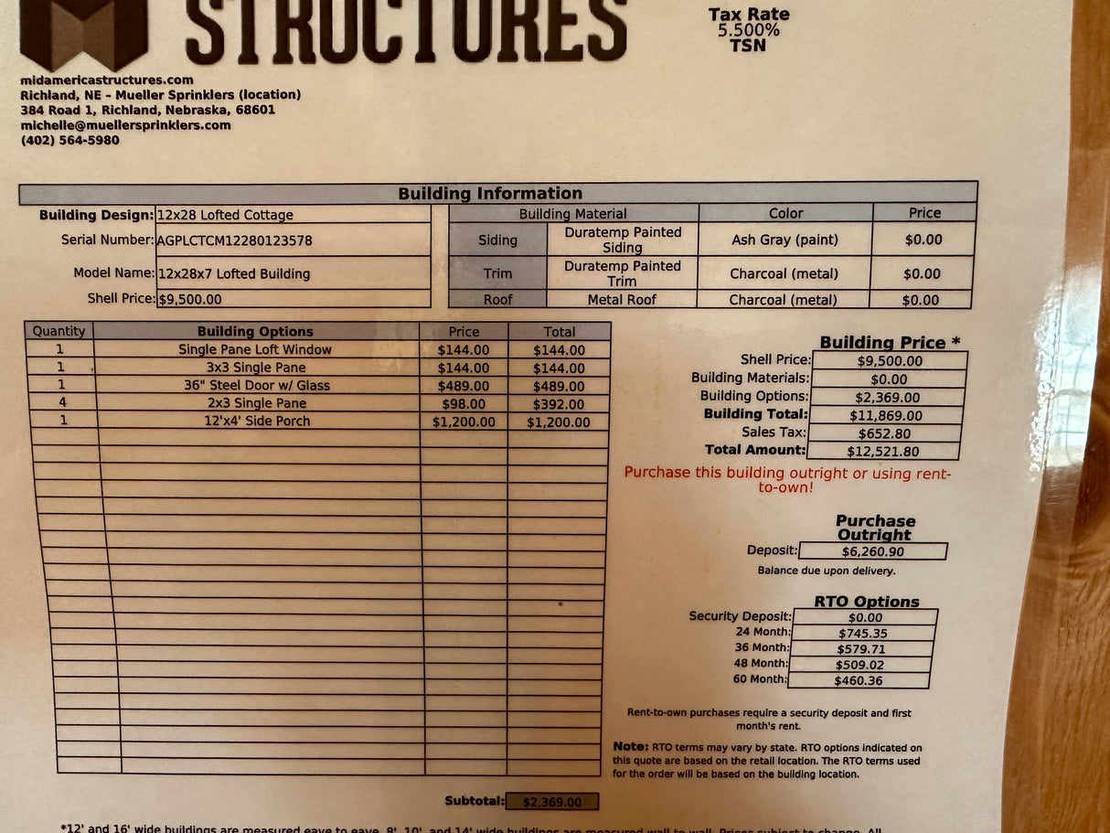 SOLD 12x28 Lofted Cottage Cabin - Columbus Nebraska | NE Sheds