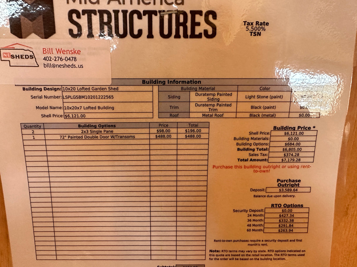 SOLD 10x20 Lofted Garden Shed - Columbus Nebraska. | NE Sheds