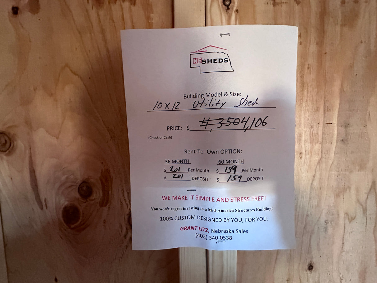 SOLD 10x12 Utility Shed - Wisner NE. NEsheds