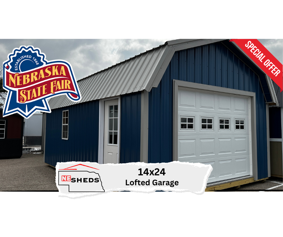 14x24 Lofted Garage - NE STATE FAIR SPECIAL | NE SHEDS