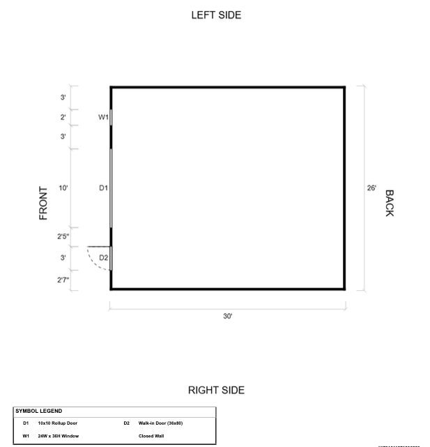 26x30x10 Steel Garage | Offered by NE Sheds