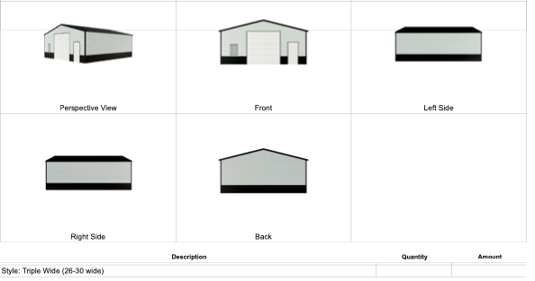 26x30x10 Steel Garage | Offered by NE Sheds