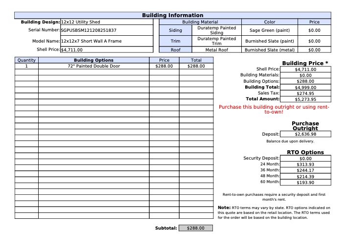 12x12 Utility - 2025 State Fair Special | NE Sheds