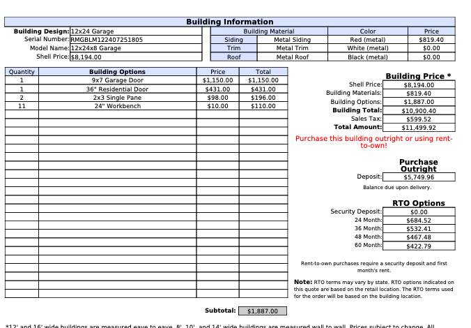 12x24 Garage - 2025 State Fair Special | NE Sheds