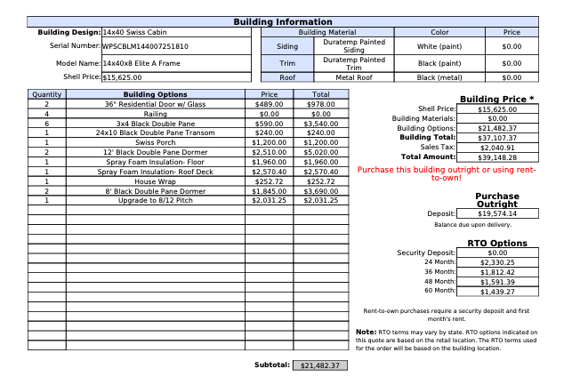 14x40 Swiss Cabin - 2025 Nebraska State Fair | NE Sheds