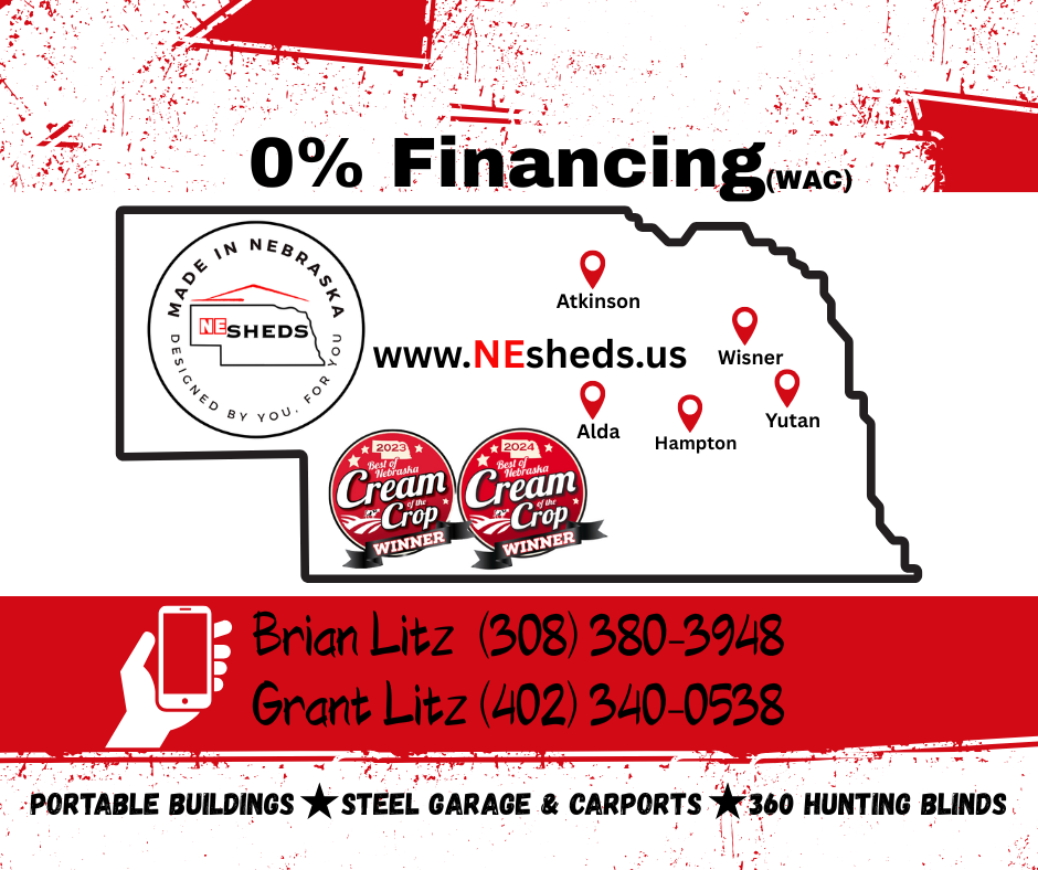 12x24 Garden Shed - Atkinson Nebraska Location | NE Sheds