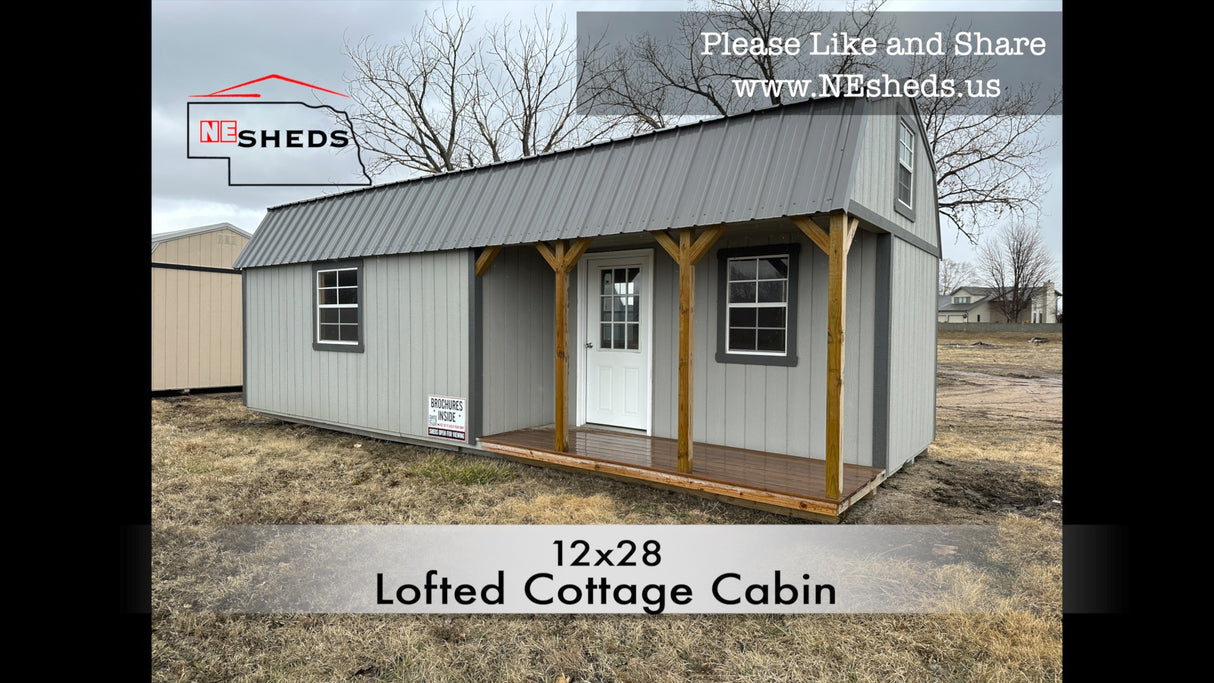 SOLD 12x28 Lofted Cottage Cabin - Columbus Nebraska | NE Sheds