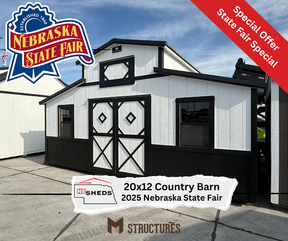 20x12 Country Barn - 2025 Nebraska State Fair | NE Sheds