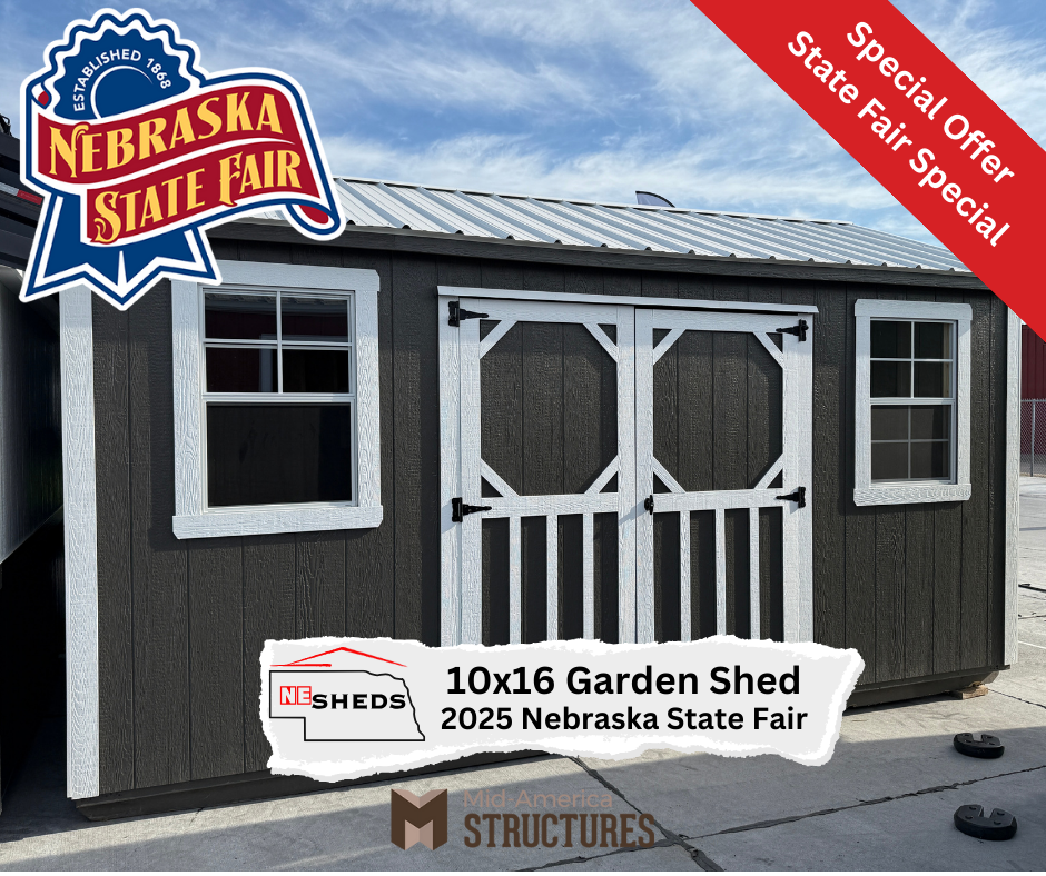10x16 Garden Shed - Nebraska State Fair Special 2025 | NE Sheds