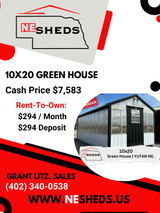 10x20 Green House - Yutan Nebraska Location | NE Sheds