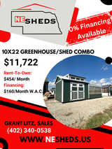 10x22 Green House\Shed Combo - Yutan, Nebraska | NE Sheds