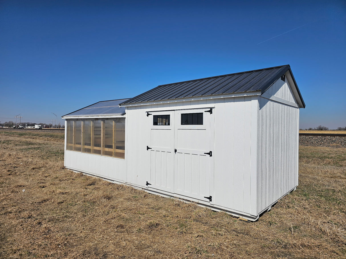 10x22 Green House Shed Combo - Grand Island Location | NE Sheds