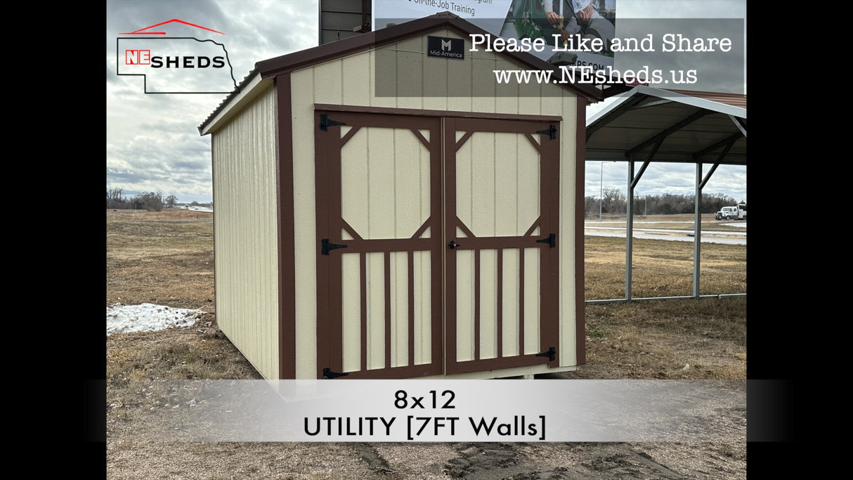 SOLD 8x12 Utility [7Ft walls] - Columbus Nebraska | NE Sheds