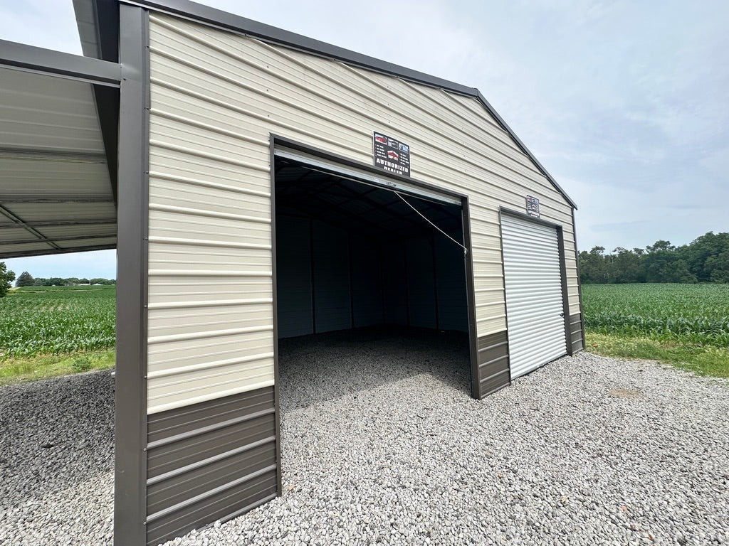 42x25x12'/10' Steel Garage with Carport - Yutan, NE - NE Sheds