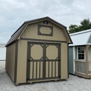 Exterior of barn-style shed.